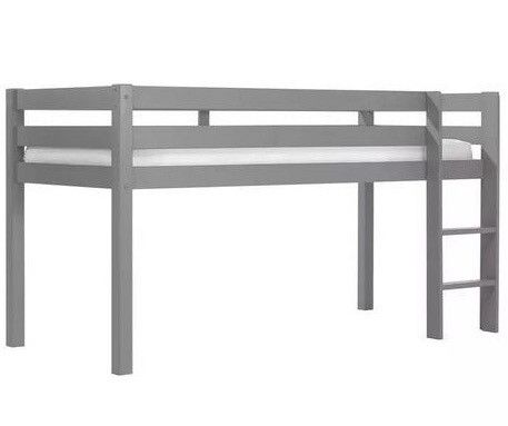 Lit mezzanine 90x200 cm pin massif gris Pino 3 - Photo n°1