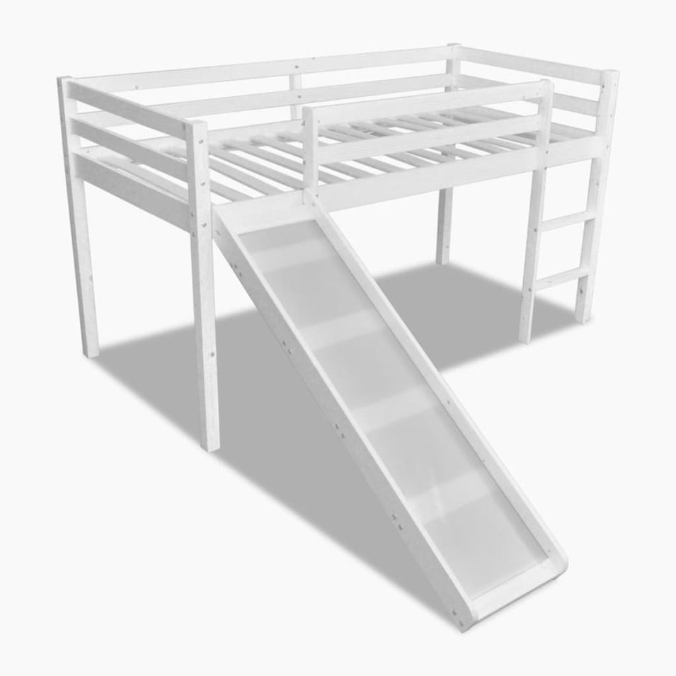 Lit mezzanine d'enfants avec toboggan et échelle Bois Blanc - Photo n°1