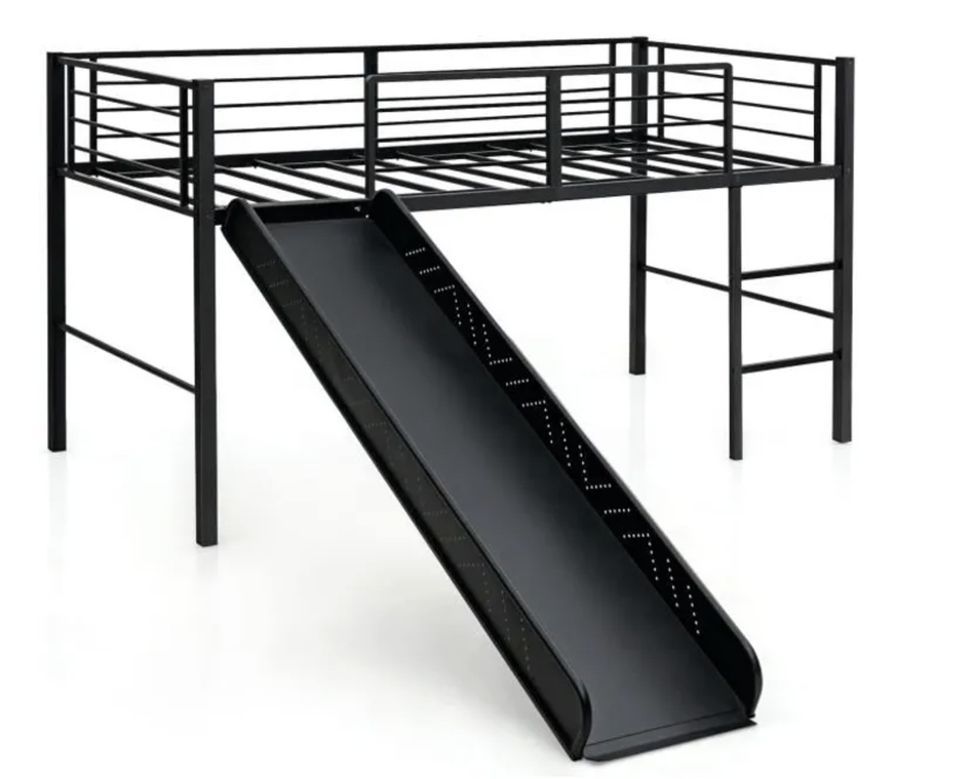 Lit mezzanine mi hauteur métal KARLI 90x200 cm – Sommier inclus - Photo n°1