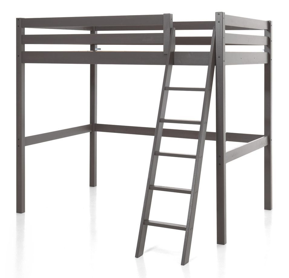 Lit mezzanine pin massif taupe Pino 140x200 cm - Photo n°1