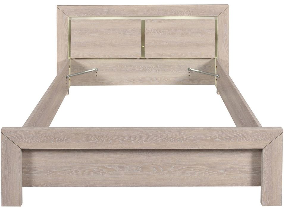 Lit moderne avec luminaires intégrés bois de chêne grisé Lima 160 - Photo n°1