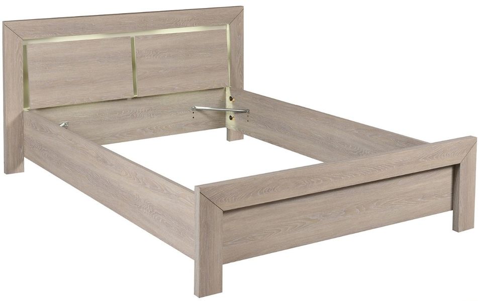 Lit moderne avec luminaires intégrés bois de chêne grisé Lima 180 - Photo n°1