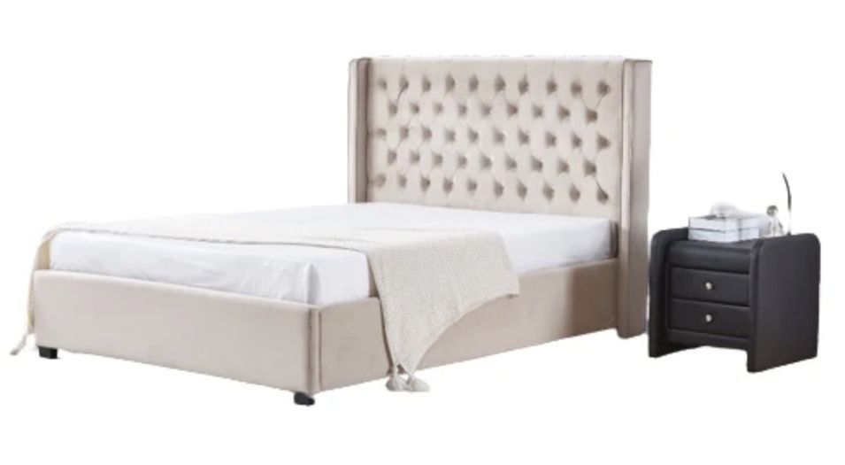 Lit moderne capitonné velours Eroz - Photo n°1