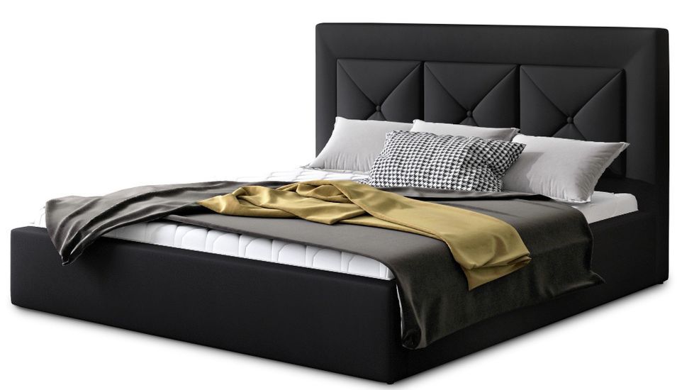 Lit moderne en simili cuir CLARIN - Avec ou sans rangement - Photo n°1