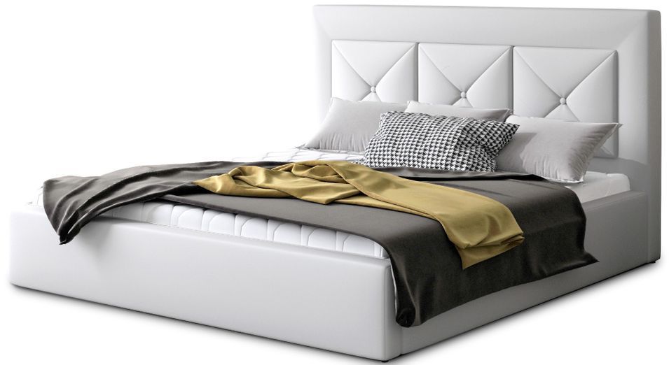 Lit moderne en simili cuir CLARIN - Avec ou sans rangement - Photo n°1