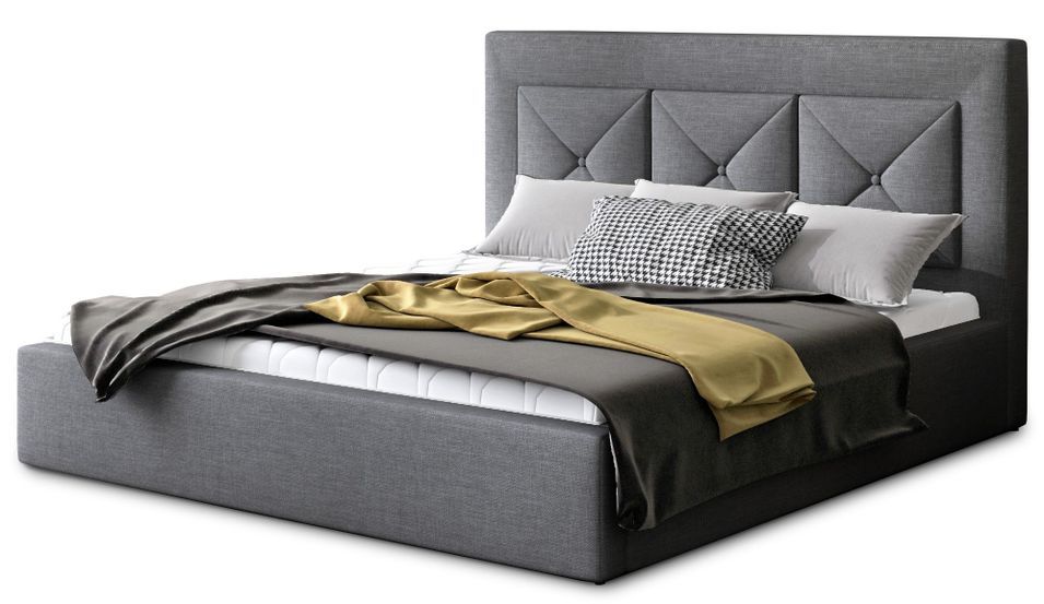 Lit moderne en tissu CLARIN - Avec ou sans rangement - Photo n°1