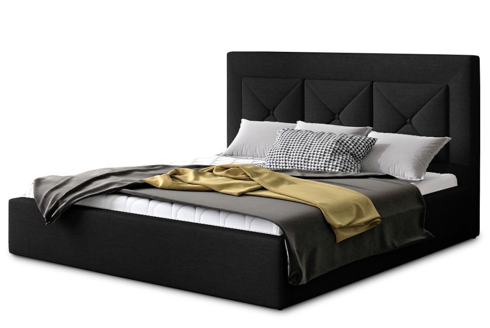 Lit moderne en tissu CLARIN - Avec ou sans rangement - Photo n°1