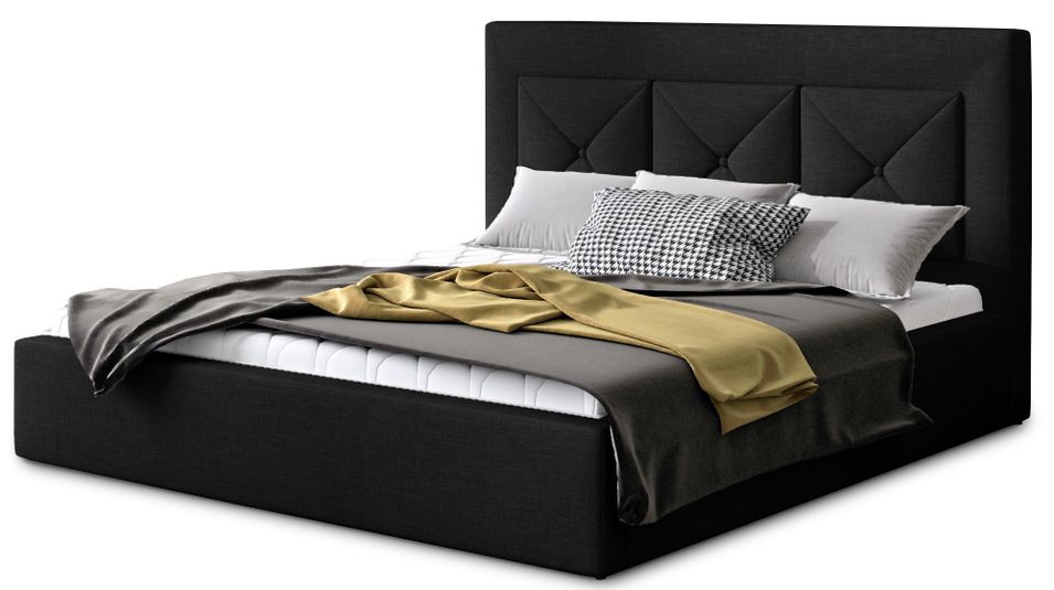 Lit moderne en tissu CLARIN - Avec ou sans rangement - Photo n°1