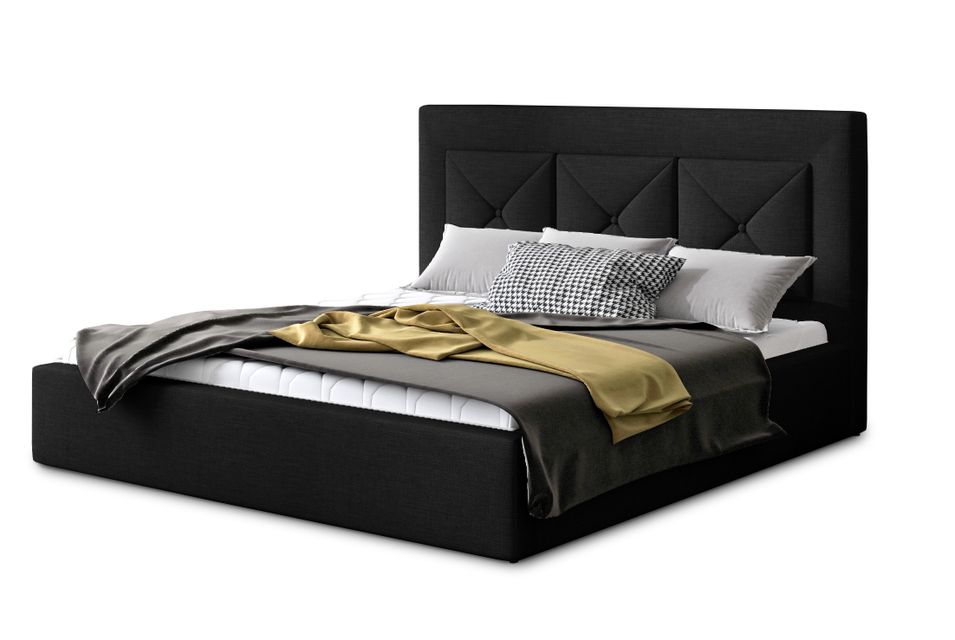 Lit moderne en tissu CLARIN - Avec ou sans rangement - Photo n°1