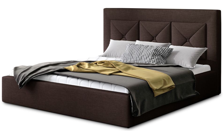 Lit moderne en tissu CLARIN - Avec ou sans rangement - Photo n°1