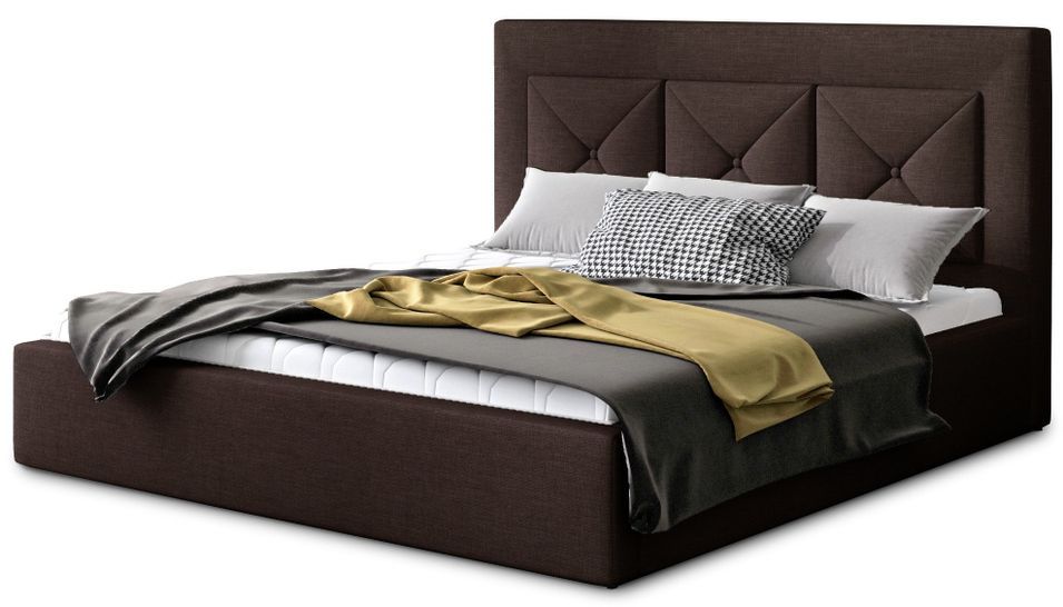 Lit moderne en tissu CLARIN - Avec ou sans rangement - Photo n°1