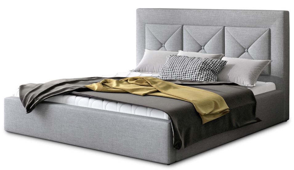 Lit moderne en tissu CLARIN - Avec ou sans rangement - Photo n°1