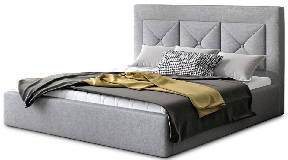 Lit moderne en tissu CLARIN - Avec ou sans rangement - Photo n°1