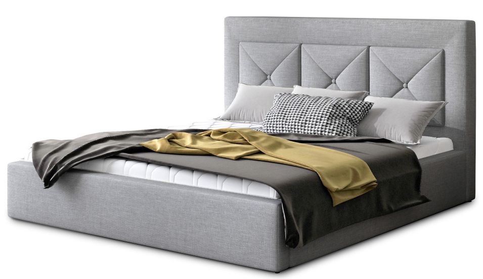 Lit moderne en tissu CLARIN - Avec ou sans rangement - Photo n°1