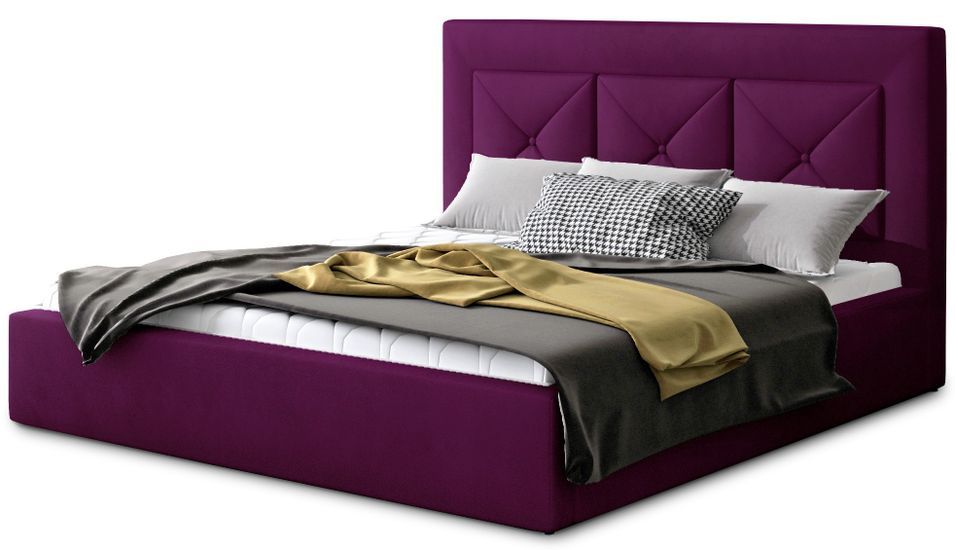 Lit moderne en velours CLARIN - Avec ou sans rangement - Photo n°1