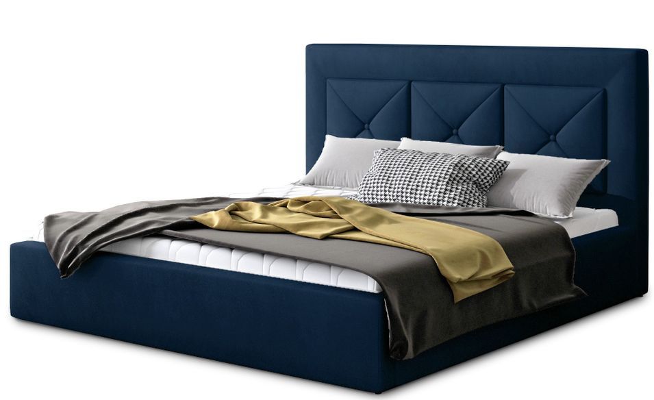 Lit moderne en velours CLARIN - Avec ou sans rangement - Photo n°1