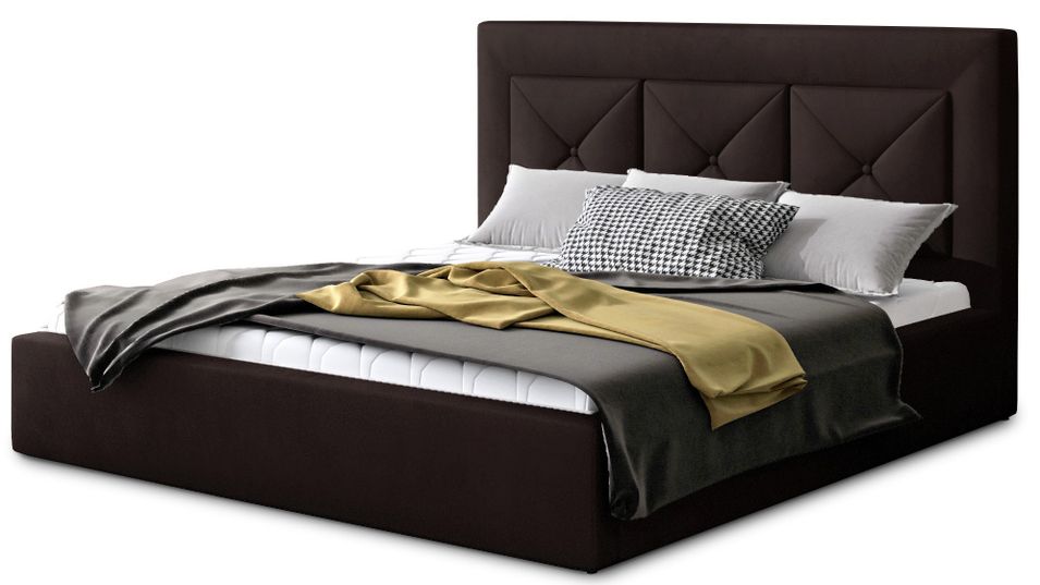 Lit moderne en velours CLARIN - Avec ou sans rangement - Photo n°1