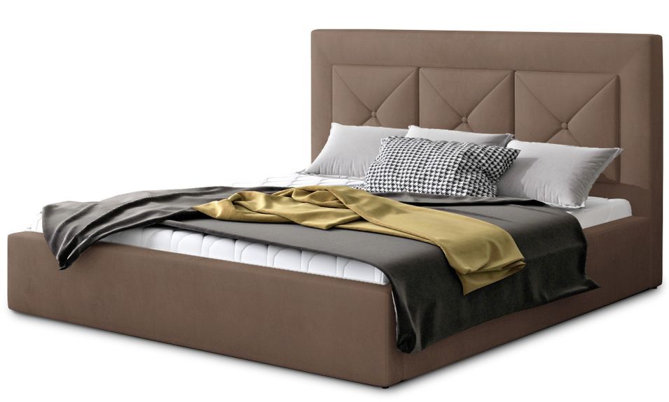 Lit moderne en velours CLARIN - Avec ou sans rangement - Photo n°1