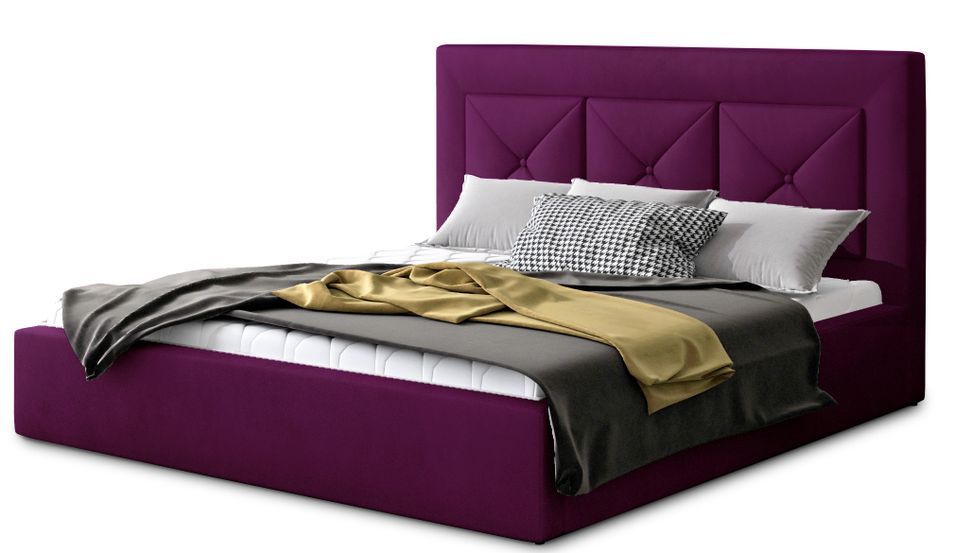 Lit moderne en velours CLARIN - Avec ou sans rangement - Photo n°1