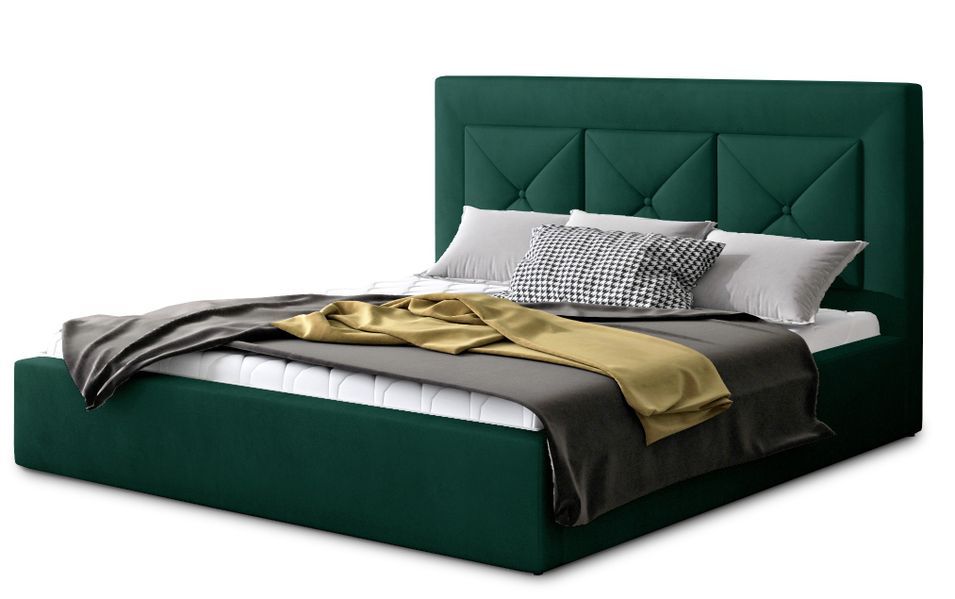 Lit moderne en velours CLARIN - Avec ou sans rangement - Photo n°1