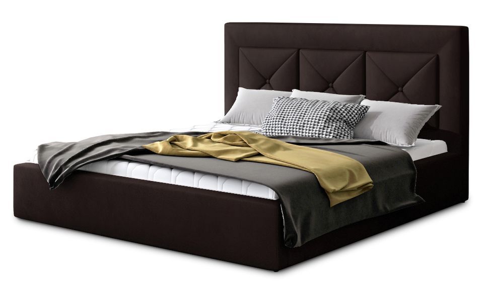 Lit moderne en velours CLARIN - Avec ou sans rangement - Photo n°1
