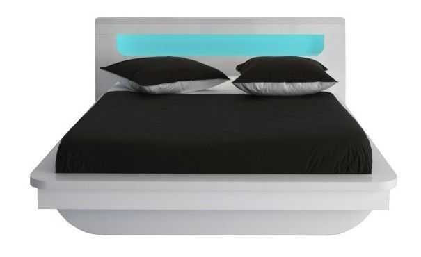 Lit moderne laqué blanc à led Diva 140 - Photo n°1