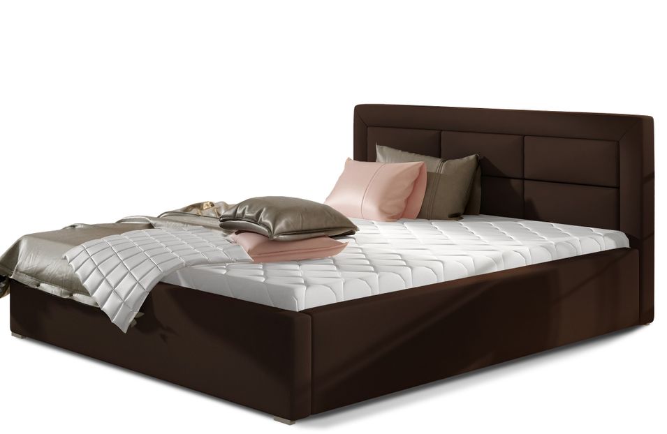 Lit moderne simili cuir capitonné RIZARO - Avec ou sans rangement - Photo n°1