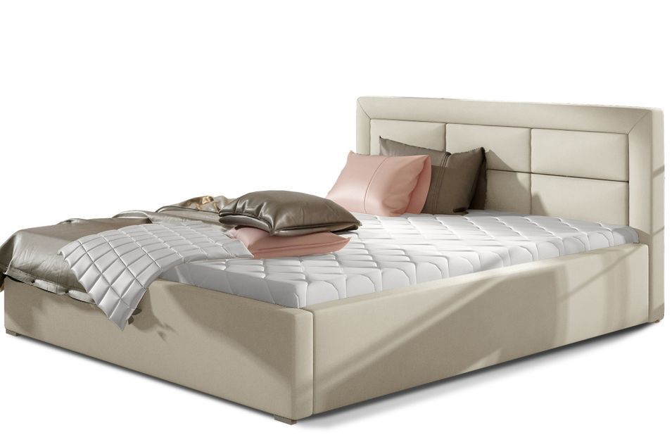 Lit moderne simili cuir capitonné RIZARO - Avec ou sans rangement - Photo n°1