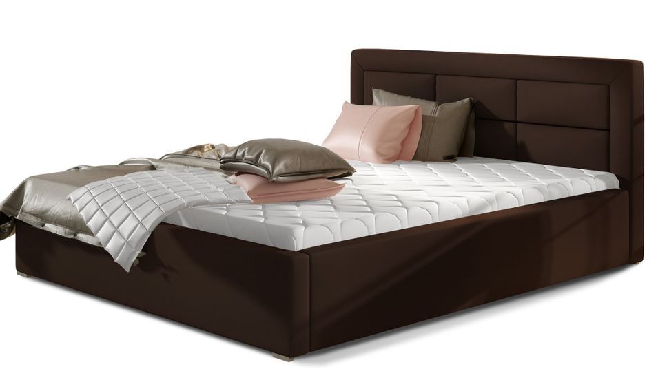 Lit moderne simili cuir capitonné RIZARO - Avec ou sans rangement - Photo n°1