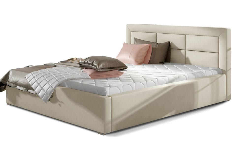 Lit moderne simili cuir capitonné RIZARO - Avec ou sans rangement - Photo n°1