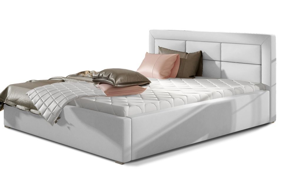 Lit moderne simili cuir capitonné RIZARO - Avec ou sans rangement - Photo n°1