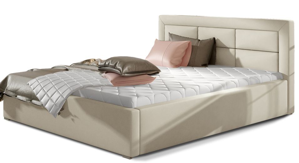 Lit moderne simili cuir capitonné RIZARO - Avec ou sans rangement - Photo n°1
