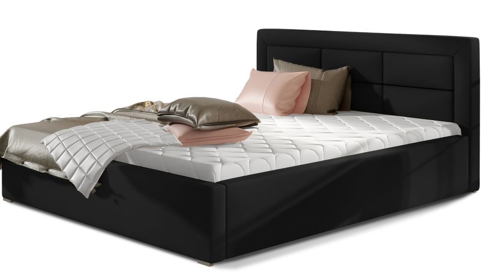 Lit moderne simili cuir capitonné RIZARO - Avec ou sans rangement - Photo n°1