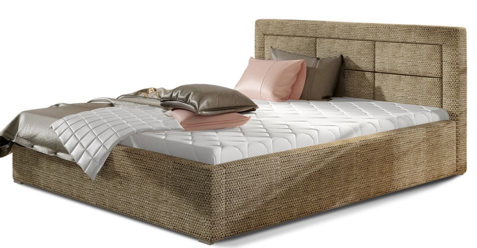 Lit moderne tissu capitonné RIZARO - Avec ou sans rangement - Photo n°1