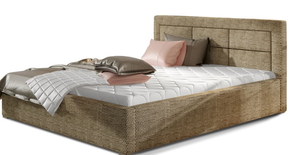 Lit moderne tissu capitonné RIZARO - Avec ou sans rangement - Photo n°1