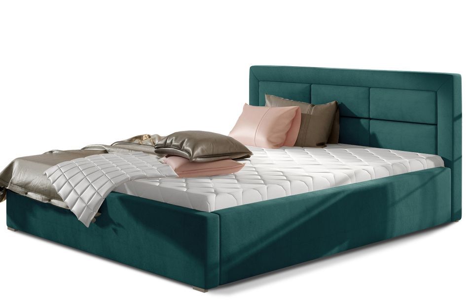 Lit moderne velours capitonné RIZARO - Avec ou sans rangement - Photo n°1