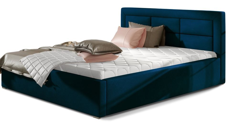 Lit moderne velours capitonné RIZARO - Avec ou sans rangement - Photo n°1