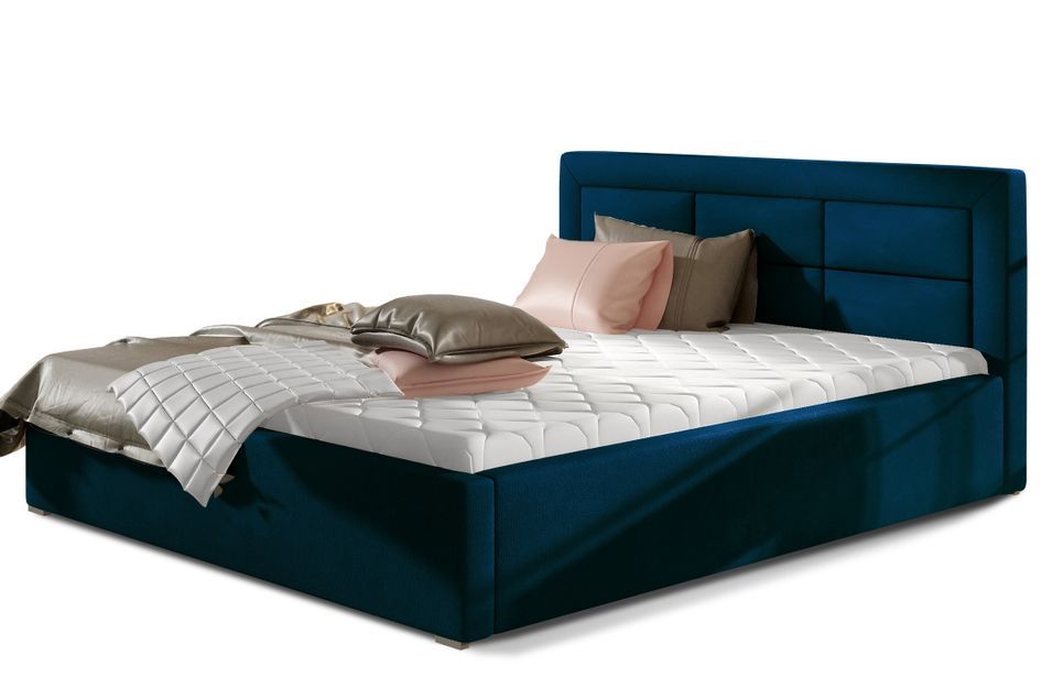 Lit moderne velours capitonné RIZARO - Avec ou sans rangement - Photo n°1