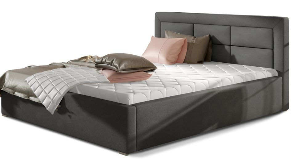 Lit moderne velours capitonné RIZARO - Avec ou sans rangement - Photo n°1