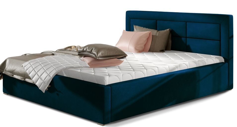 Lit moderne velours capitonné RIZARO - Avec ou sans rangement - Photo n°1