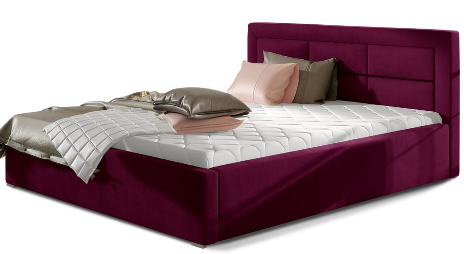 Lit moderne velours capitonné RIZARO - Avec ou sans rangement - Photo n°1