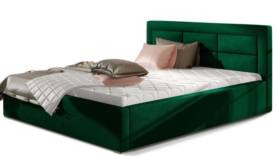 Lit moderne velours capitonné RIZARO - Avec ou sans rangement - Photo n°1