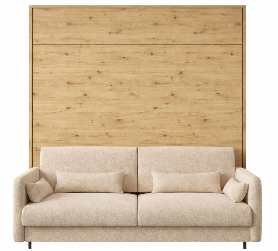 Lit escamotable vertical avec canapé tissu NOBY - Photo n°1