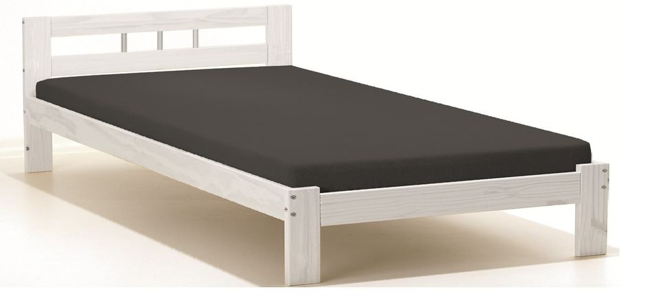 Lit pin massif blanc Corine 140x200cm - Photo n°1