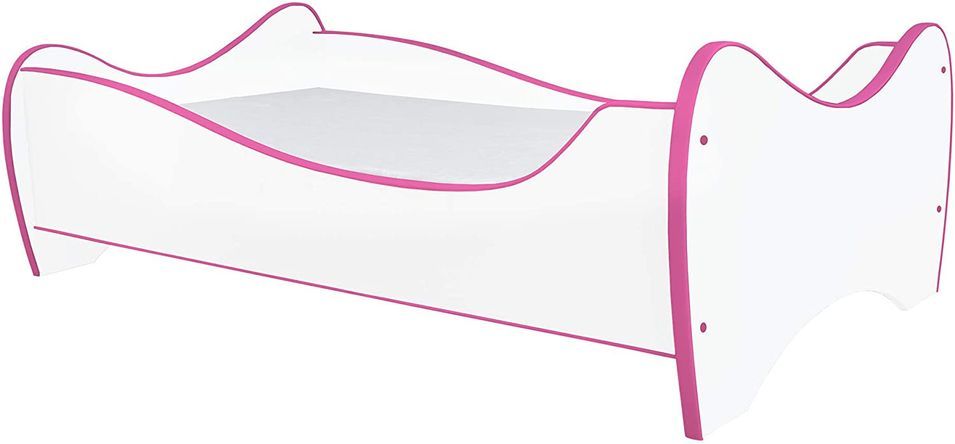 Lit blanc et rose 70x140 cm avec sommier et matelas Shoopy - Photo n°1