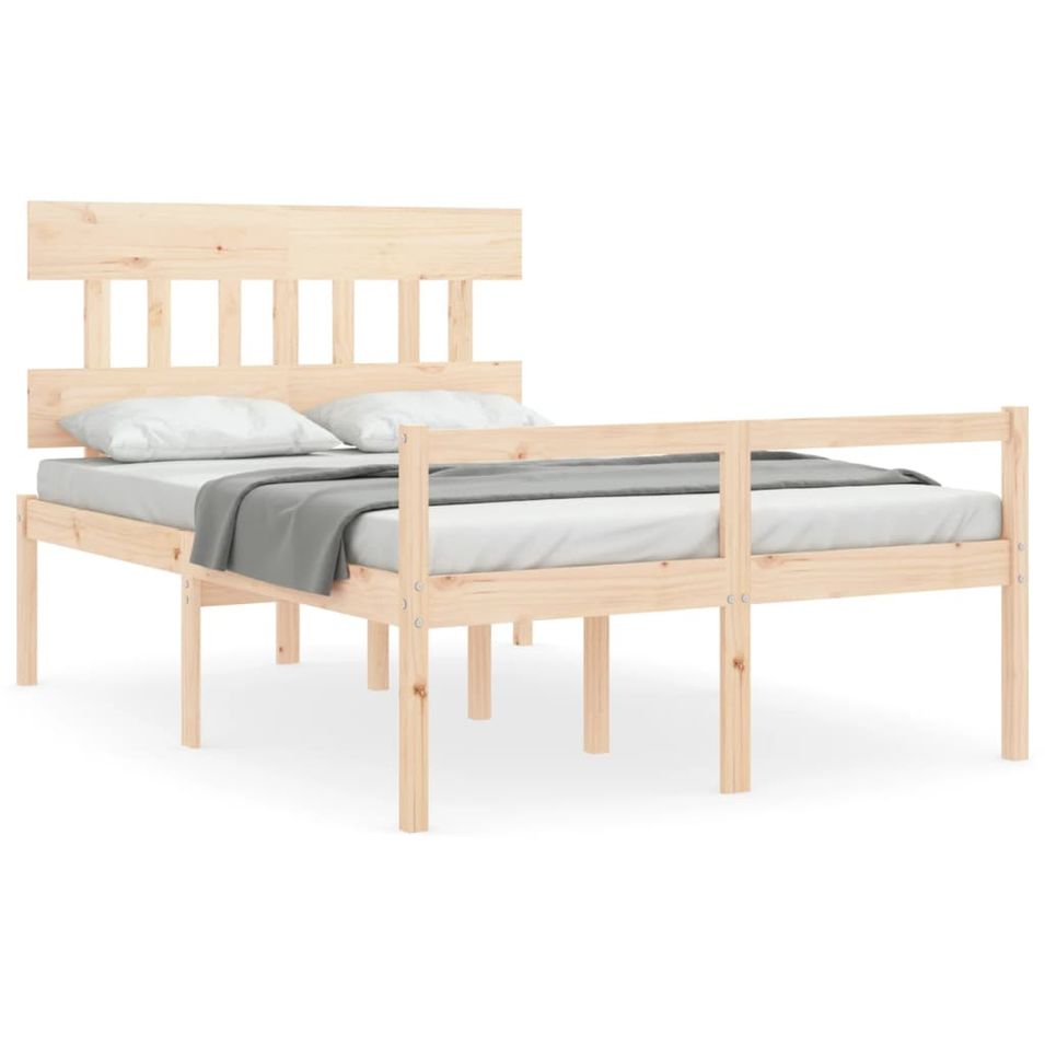 Lit pour personne âgée et tête de lit 140x200 cm bois massif - Photo n°1