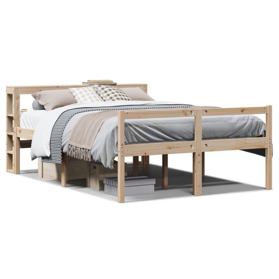 Lit pour personne âgée et tête de lit 160x200cm bois pin massif - Photo n°1