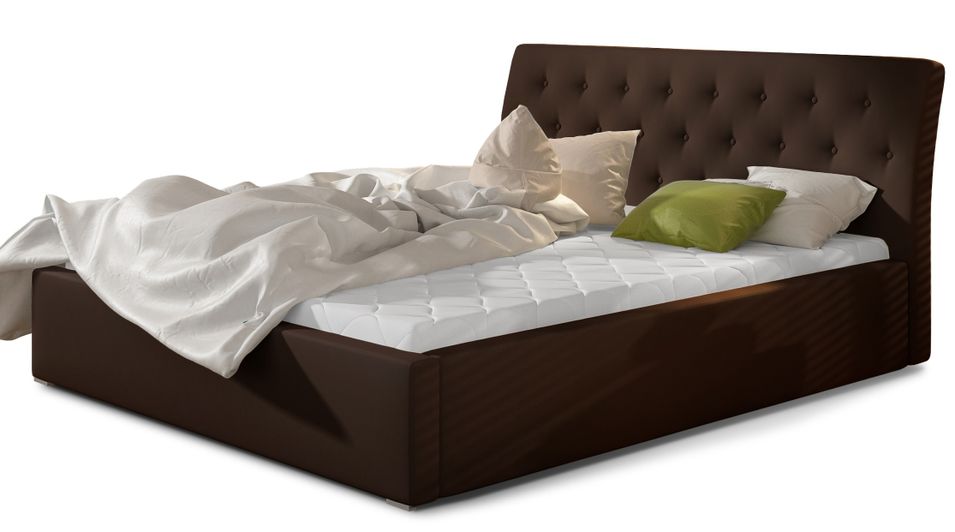 Lit simili cuir capitonné Venizia - Photo n°1