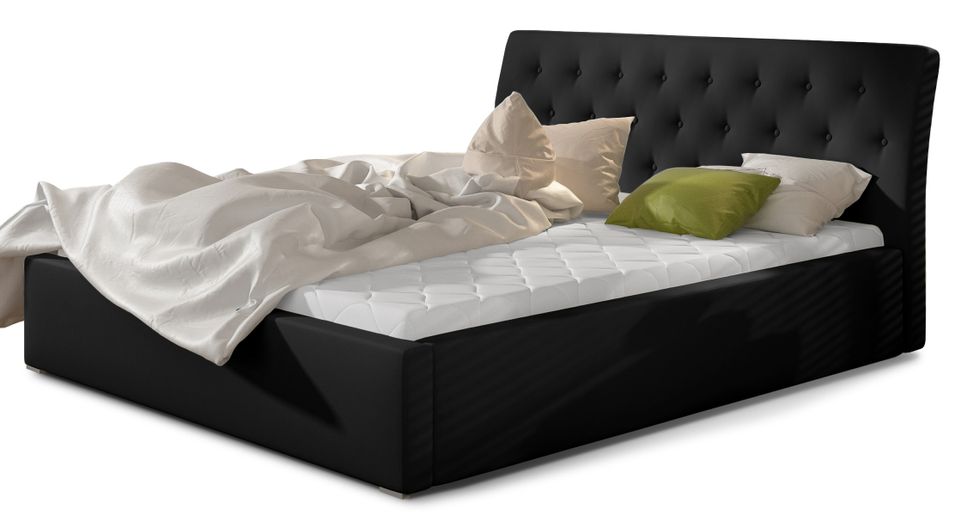 Lit simili cuir capitonné Venizia - Photo n°1