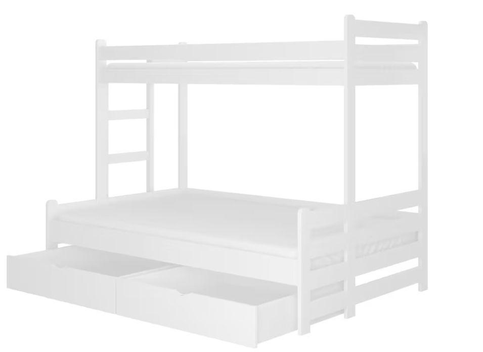 Lit superposé 2 couchages ADOVA 80/90x200 et 120x200 cm - Avec 2 tiroirs et 2 sommiers - Photo n°1